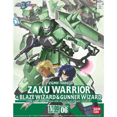 BAS1134099 Bandai 1/100 ZGMF-1000 Zaku Warrior + Blaze Wizard & Gunner Wizard Model Kit 4573102661531