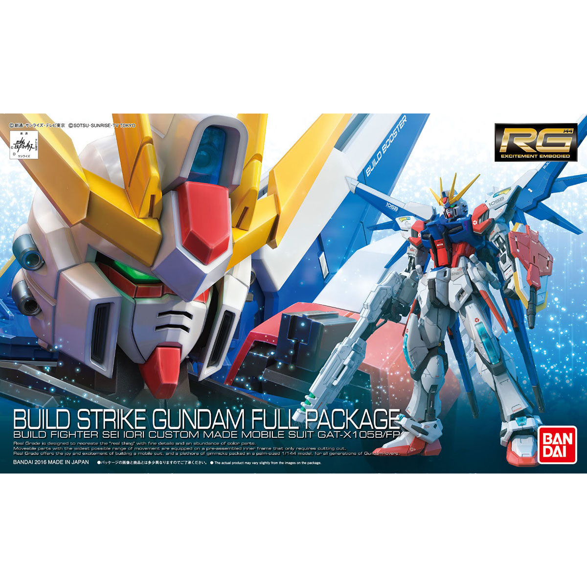 BAS2340121 Bandai RG 1/144 GAT-X105B/FP Build Strike Gundam Full Package Model Kit 4573102630841