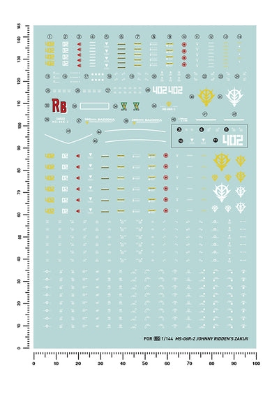 Artisan's Club RG MS-06R-2 Zaku II John Raiden Water Slide Decal